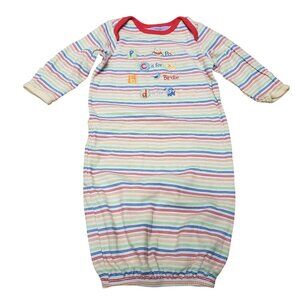 Disney Winnie The Pooh Baby Sleeper Gown Striped Pattern 100% Cotton One Size
